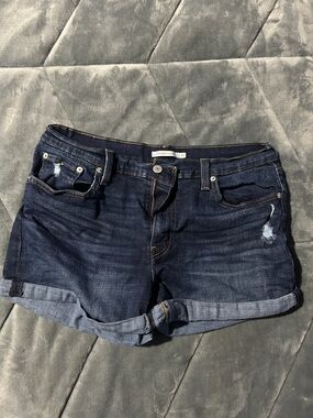 Levi's Dark Blue Rolled Hem Jean Shorts
